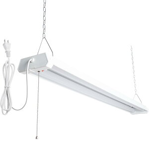 LED蛍光灯 ACプラグ付 プルスイッチ付 器具一体型 2灯式 一般蛍光灯40W型(高輝度) x2灯相当 60cmチェーン付き 4000lm 三段調色可能3000K-4500K-6000Kチェーン