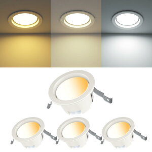 LEDダウンライト 調色可能 100φ5W 埋込型 天井照明 埋込型LED 昼光色 温白色 3段階調色 LEDダウンライト 500LM 浅型6H 白熱電球40W相当 照明器具