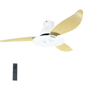 【静音DCモーター・大型シーリングファンと8畳から9畳対応シーリングライトのセット】ホワイトボディ ナチュルカラー3枚羽根 明るさ3,500ルーメン 風量〜12畳 調光・調色 回転速度5段階 正逆