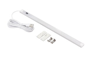 オーディオファン LED バーライト USB センサー デスクライト ノータッチ 電球色 → 昼光色 → ミックス かざすだけ 30cm 取付 両面テープ ネジ固定 両対応 光の魔法使いになろう