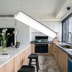 トラフLEDベースライト 20W プルコードスイッチ付 直付型LEDキッチンベースライト 一体型LEDチューブライト2灯相当 天井直付型 スリム 消費電力16W 2560lm 連結可能 耐震・防振・防虫 昼白色5000K (