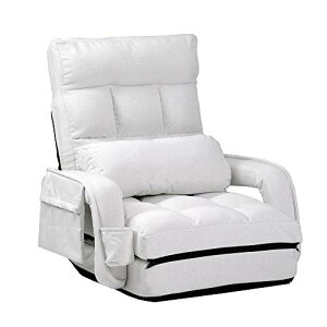 け付き ソファー 1人掛け 座椅子 リクライニング ハイバック フロアチェア 人気 ランキング おしゃれ 折りたたみ コンパクト クッション付き 14段階調節 腰痛対策 幅65×奥行さ101×高さ71cm (ダ