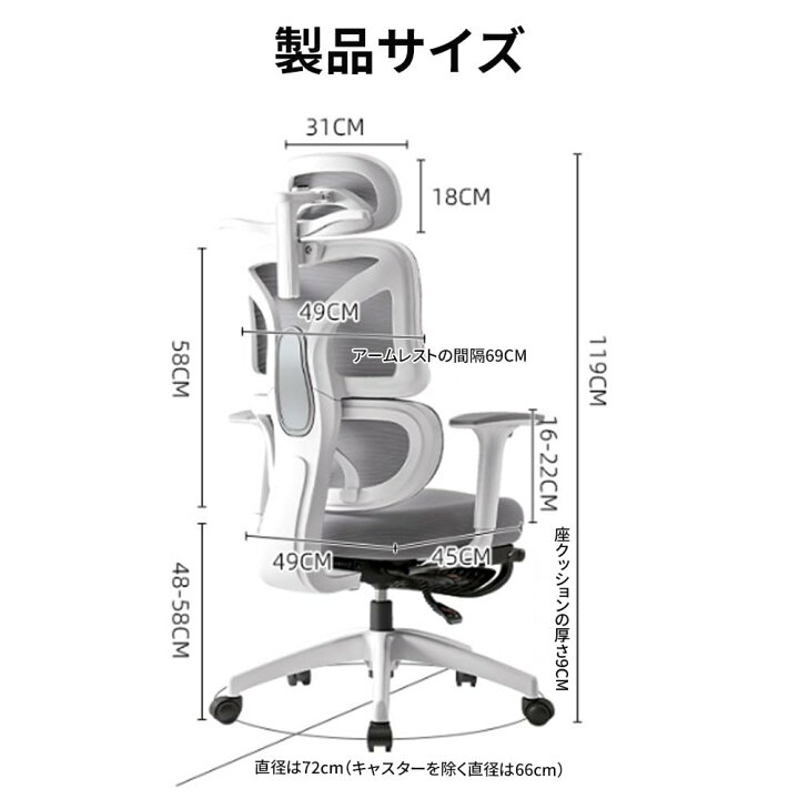 楽天市場】オフィスチェア 高級 長時間疲れない 人間工学 135 