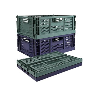 コンテナ折りたたみ収納ボックス収納ボックスバスケット折りたたみバスケットポータブルコンテナ折りたたみ(ブルー+グリーン)