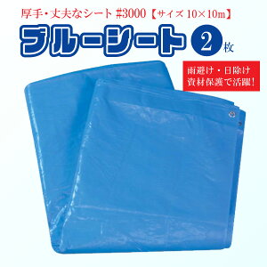 ブルーシート 厚手 #3000タイプ 10×10m (2枚セット) 防災・建築・土木用 多目的ビニールシート 台風・地震対策に最適