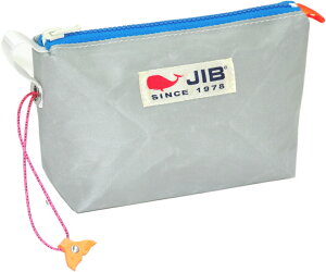 JIB フィンガーポーチ(キーリング付) FPO32 グレー×ブルーファスナー 19×13×6.5cm (コードとしっぽチャームの色はアソートです/写真と異なることがあります)