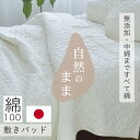 【 エントリーでポイント10倍! マラソン期間限定 】 敷きパッド 綿100％ ガーゼ 日本製 無添加 無着色 赤ちゃんに使える ピュアコットン 国産 ベッドパッド マットレスカバー 肌にやさしい 天然繊維 通気性 速乾 柔らかい シングル セミダブル ダブル クイーン 生成り