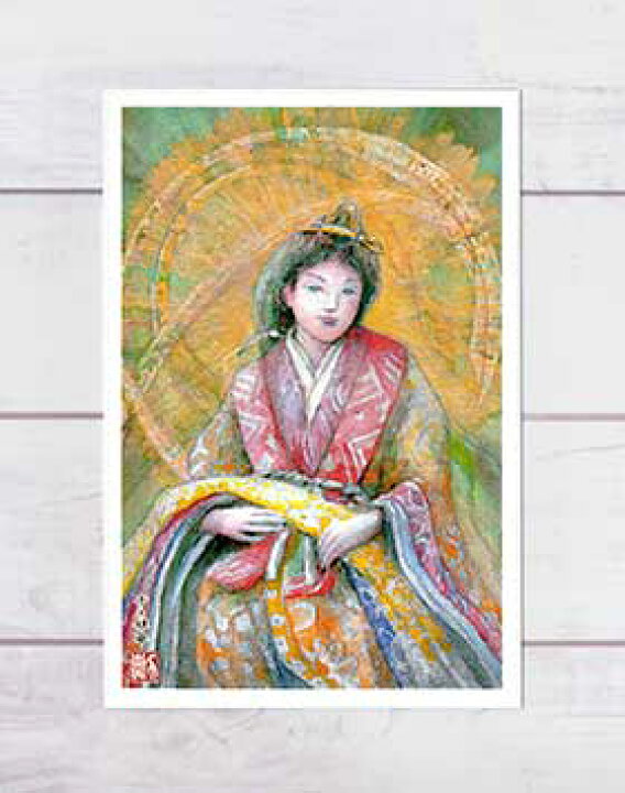 楽天市場 日本神話 織物の女神 栲幡千々姫命 タクハタチヂヒメノミコト ポストカード 絵葉書 絵はがき 日本神話 女神 萬幡豊秋津師比売命 幻想的 水彩画 人物画 タニムラ ポストカード ストア