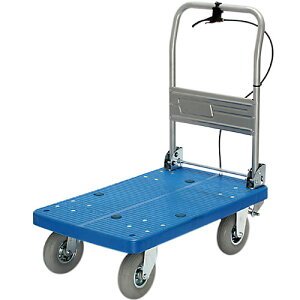 カナツー プラスチック手押し台車 PLA250-DX-HP-HS ハンドル折りたたみ式 空気入タイヤ ハンドストッパー付