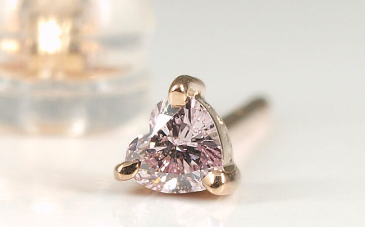 楽天市場】天然ピンクダイヤモンド ハートシェイプ 0.053ct 片耳ピアス  