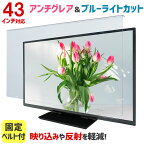 アンチグレア ブルーライトカット 液晶テレビ保護パネル 43インチ 43型 固定ベルト付【2mm厚】【カット率37.8％】【ノングレア 液晶テレビ 保護パネル 液晶保護パネル テレビ 保護 カバー テレビガード】 43AG2