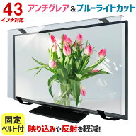 アンチグレア ブルーライトカット 液晶テレビ保護パネル 43インチ 43型 固定ベルト付【3mm厚】【カット率…