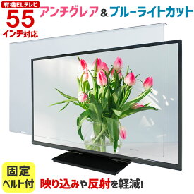 【全品5%OFFクーポン★5/23 20時～5/27 01:59まで】アンチグレア ブルーライトカット 有機ELテレビ保護パネル 55インチ 55型 固定ベルト付【3mm厚】【カット率37.8％】【ノングレア 液晶テレビ 保護パネル 液晶保護パネル テレビ 保護 カバー テレビガード】 55AG2-EL