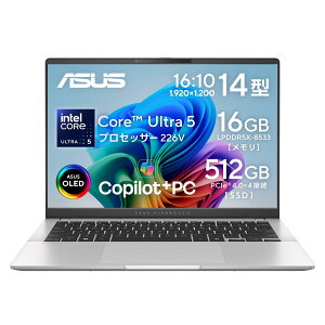 ASUS �m�[�g�p�\�R�� Vivobook S14 S5406SAL 14�C���` �C���e�� Core Ultra 5 226V ������ 16GB SSD 512GB Windows 11 �d�� 1.3kg �o�b�e���[�쓮 21.5���� Wi-Fi 7 Type-C���d�Ή� ��F�� �L�@EL�p�l�� Copilot+PC �N�[���V��