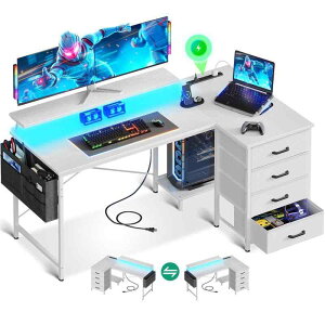 AODK �Q�[�~���O�f�X�N �p�\�R���f�X�N l���f�X�N �����o���R���Z���g�t�� ��140/160cm �� pc�f�X�N �Q�[���f�X�N LED�t�� gaming desk l shaped �ݑ�[�N/�I�t�B�X�p ���E����ւ��Ή�