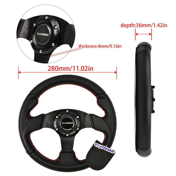 楽天市場】TIYPEOR 350mmピンクステアリングホイール 汎用タイプ・90mm 