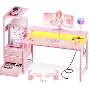 AODK �Q�[�~���O�f�X�N �p�\�R���f�X�N �R���Z���g&LED�t�� ��130cm �� pc�f�X�N �Q�[���f�X�N gaming desk �����o�������j�^�[��t�� �Q�[�~���O�e�[�u�� �I�t�� ���E����ւ��Ή� �J�[�{����