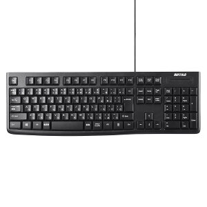 �o�b�t�@���[ BUFFALO USB�ڑ� �L���X�^���_�[�h�L�[�{�[�h �����O�P�[�u�� �u���b�N BSKBU108LBK�yWindows/PS4/Nintendo Switch�Ή��z