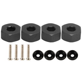4pcs RC六角カプラー アルミヘックスコンバイナー 12mm厚さ 6mm直径 WPL D12 1/10 RCトラック用 RC 車の予備品 取り付けスクリュー付き(黒BL)