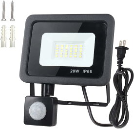 LED投光器 超薄型 センサーライト 人感 昼光色 6000K 1000LM 2000LM 3000LM 5000LM 高輝き AC110V PIR 投光器 省エネ フラッドライト 広角ライト 防雨防塵IP66 プラグ付き1.8m配線コード付き 屋外照明