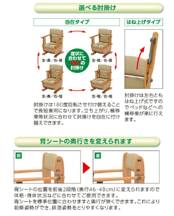 楽天市場】ウチエ ポータブルトイレ 木製 家具調 さわやかチェア 8252 