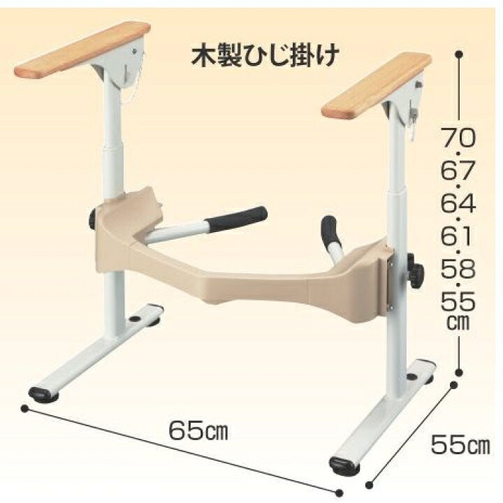 楽天市場】介護用品 洋式トイレ用フレームS はねあげR2 木製ひじ掛け 