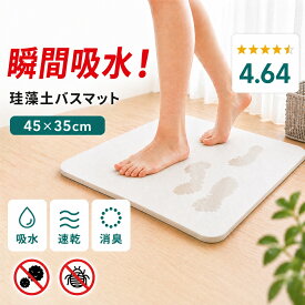 【200円OFFクーポン】バスマット 珪藻土 ノンアスベスト バスマット 珪藻土 ハード バスマット 珪藻土 かわいい バスマット 珪藻土 マット 洗える バスマット 45×35 Mサイズ 速乾 抗菌ウイルス対策 足拭きマット 驚きの吸水力 お風呂マット 猫犬マット