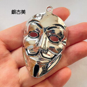 【ハンドメイドパーツ】素材アンティーク風・メタルチャーム・銀古美・仮面 【a200-sa】