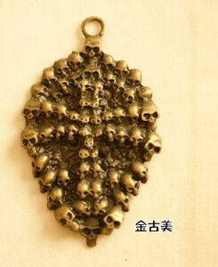 【ハンドメイドパーツ素材】アンティーク風・メタルチャーム・デコ・金古美・仮面(1個)【A74-GA】