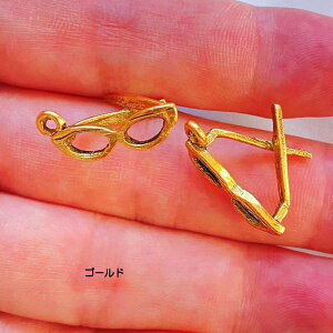 【USA製】【ハンドメイドパーツ】素材・アンティーク風・メタルチャーム・デコ・ゴールド・メガネ 【us424-ag】