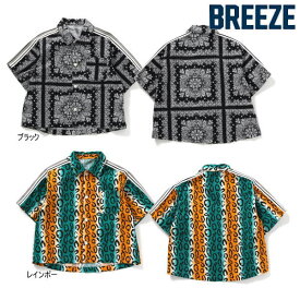 【セール/10%OFF】BREEZE ブリーズ サイドライン総柄シャツ j209904 半袖 半そで 男の子 女の子 ベビー キッズ 子ども服