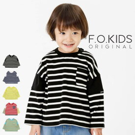 【セール/10%OFF】24'春新作 F.O.KIDS エフオーキッズ 袖切替長袖ボーダーTシャツ r106024 ロンT 長袖 ベビー キッズ 子ども服