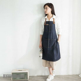 エプロン レディース デニム ジーンズ女性用 男性用 メンズ 業務用 家庭用 作業用 首掛け 料理教室 飲食店 母の日 ポケット付き 汚れ防止 シンプル 無地