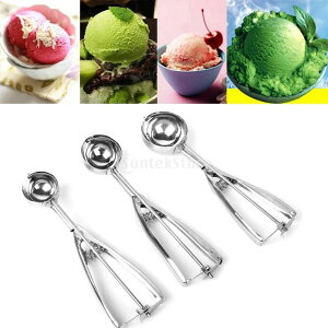 ノーブランド品アイスクリームディッシャー アイスクリームスクープ 丸型 グリップ式 キッチンファイル デッシャー