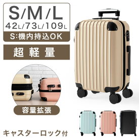 【正午~クーポン5%引】 容量拡張 キャリーケース [ Sサイズ 機内持ち込みOK ] Mサイズ Lサイズ 機内持ち込み 大容量 超軽量 ダブルキャスター 拡張 TSAロック 1泊 2泊 3泊 5〜7泊 7泊以上 2泊3日 キャリーバッグ スーツケース 小型 おしゃれ かわいい