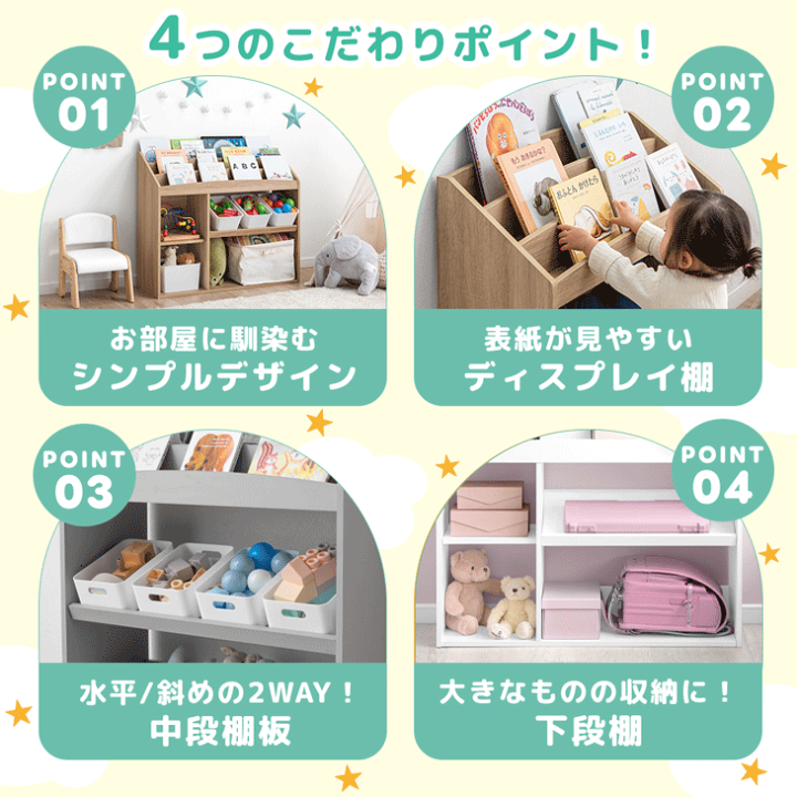 楽天市場】【本日クーポン5%引】 アレンジ自在 絵本ラック 幅73 幅83