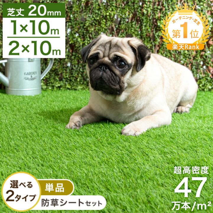楽天市場】32万枚突破 お掃除楽々&ドッグランに! 芝丈20mm 超高密度 