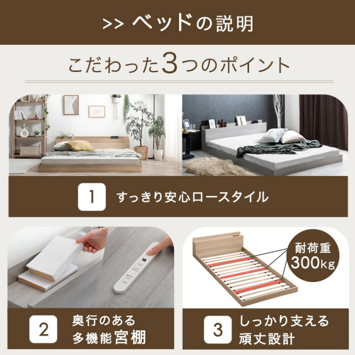 楽天市場】【15日0時~5%引クーポン】 ベッド マットレス付き 2口 