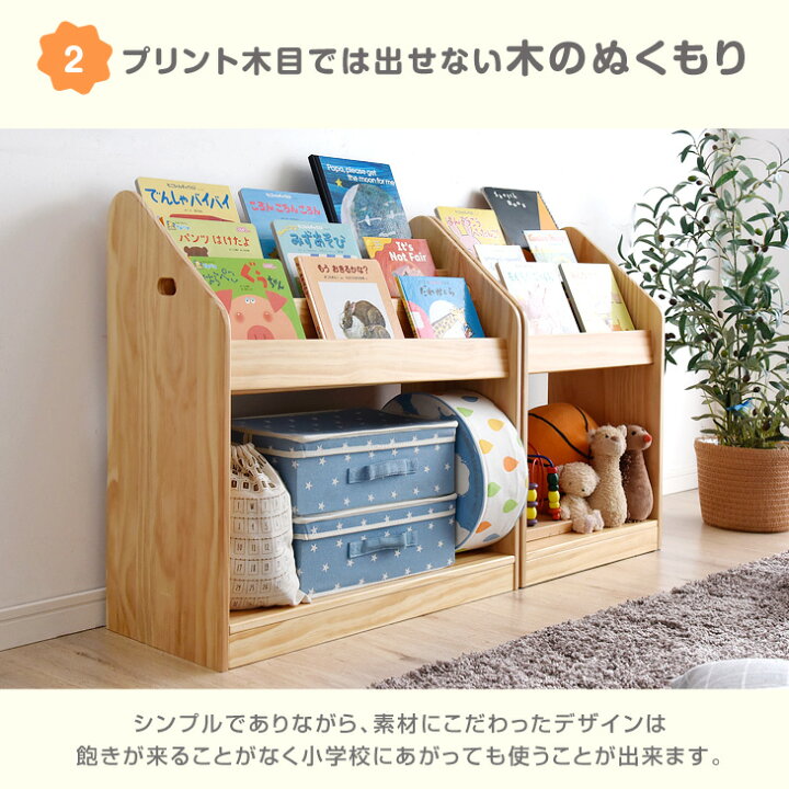楽天市場】現役ママが考えた 絵本ラック 完成品 3段 絵本棚 天然木 幅 