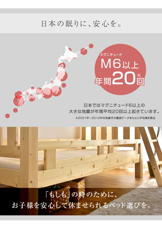 楽天市場】安心の90mmドデカ角柱 二段ベッド 耐震仕様 耐荷重900kg 