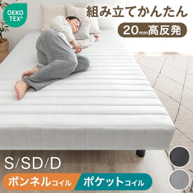 楽天1位 組み立て簡単 脚付きマットレス ベッド [ ボンネルコイル/ポケットコイル ] シングル セミダブル ダブル 脚付マットレス 脚付き マットレスベット 足付き マットレス 一体型 シングルベッド セミダブルベッド ダブルベッド