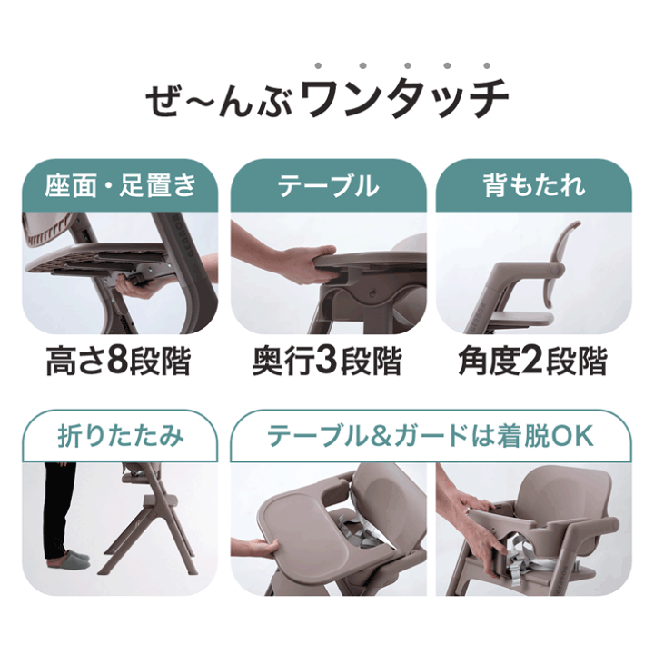楽天市場】ぜ〜んぶワンタッチ調節 折りたたみ ベビーチェア 高さ調節