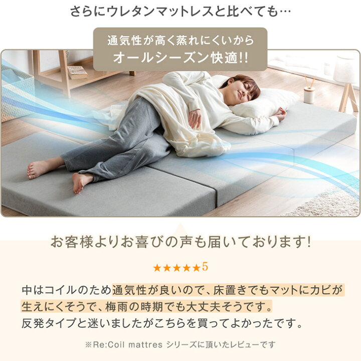 楽天市場】《新提案》床敷きOK 三つ折り ボンネルコイル マットレス  