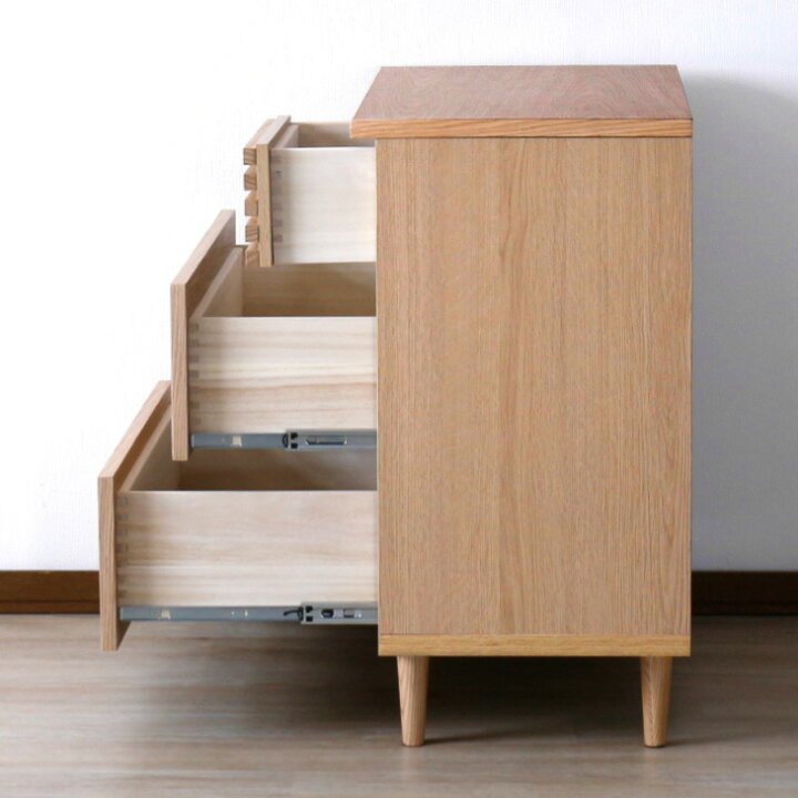 楽天市場】チェスト 幅80 完成品 サイドボード キャビネット 3段 