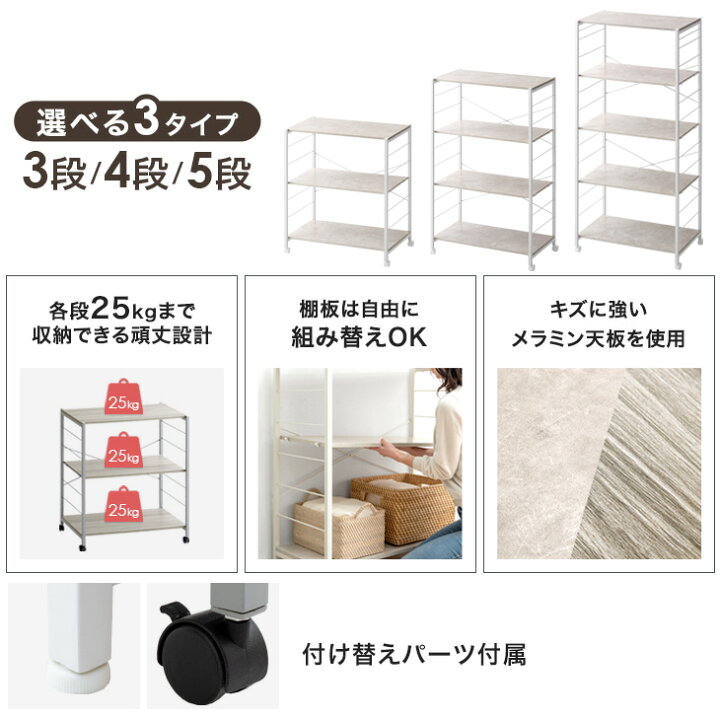 楽天市場】【20時~5％引クーポン】 スチールラック 3段 / 4段 / 5段 幅 