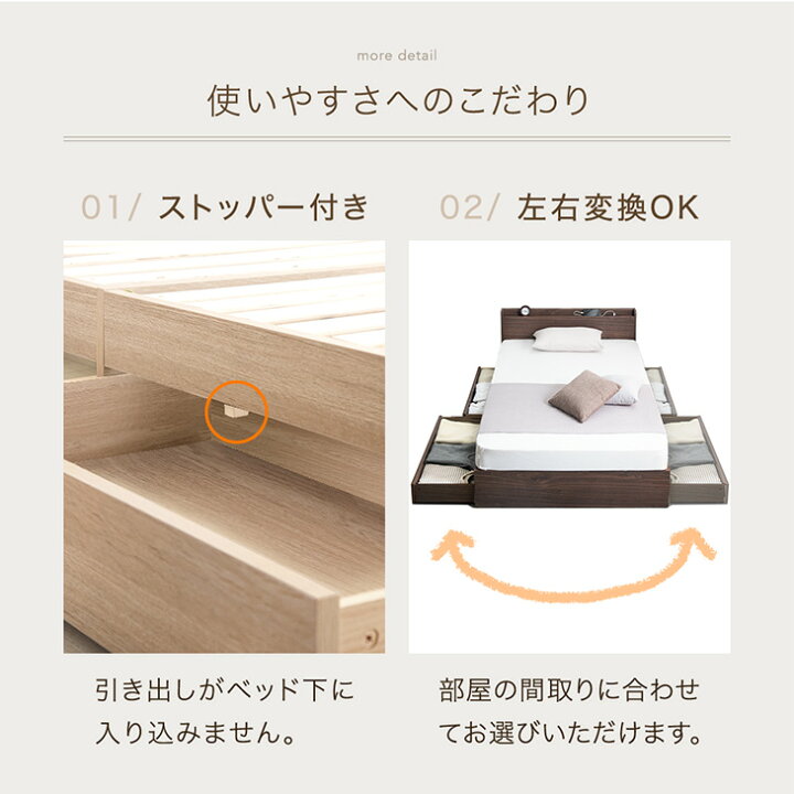 楽天市場】【本日5%引クーポン】 ベッド マットレス付き 収納付き 