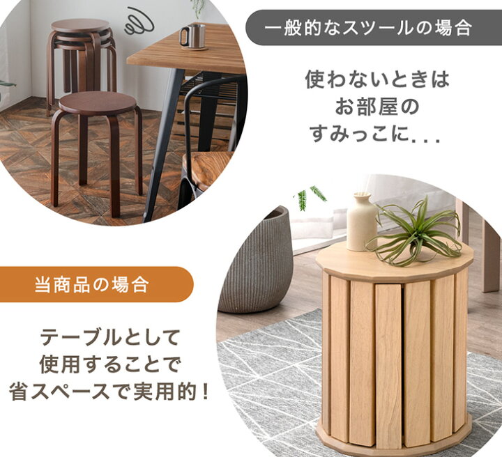 楽天市場】楽天1位 〈意匠出願中〉 天然木 サイドテーブル スツール 4  