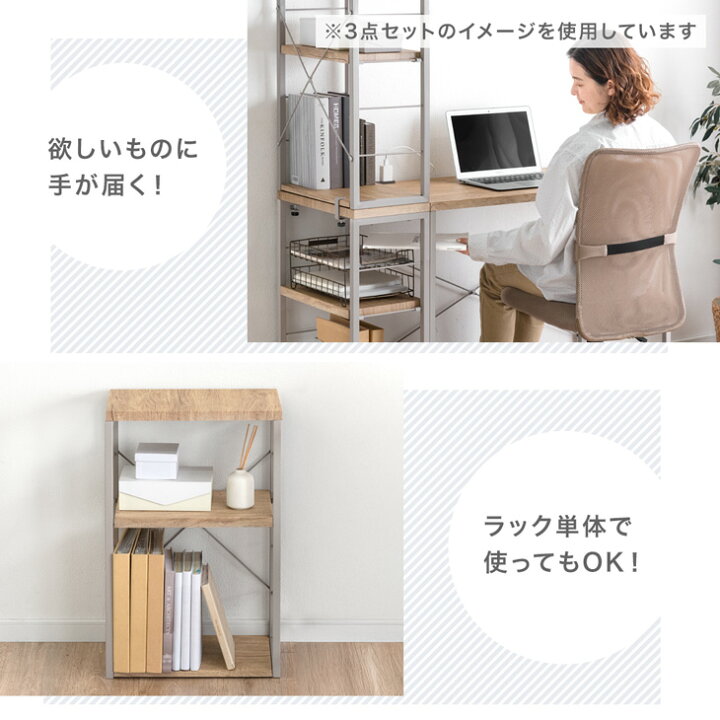 楽天市場】組み換えOK ラック付き デスク 2点セット 幅90 コンセント 