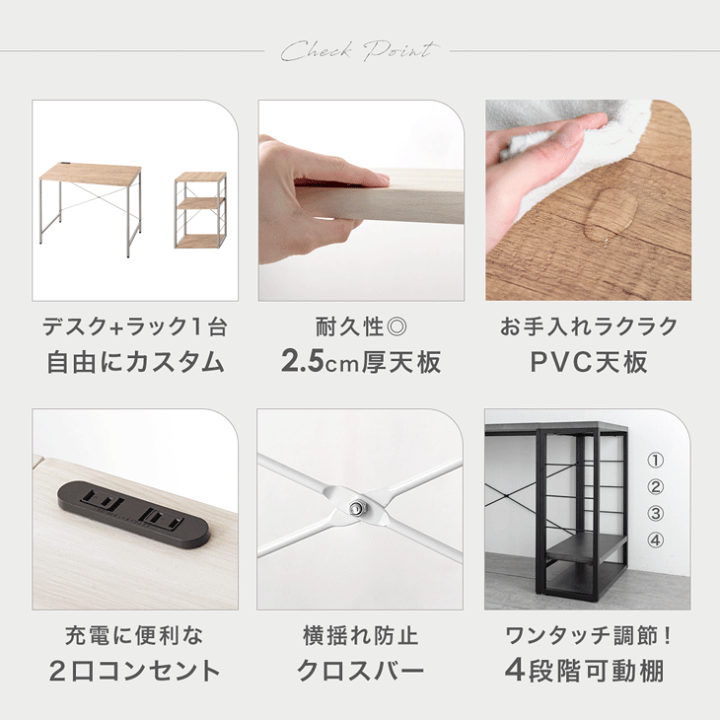 楽天市場】【4日20時~5%引クーポン】 組み換えOK ラック付き デスク 2