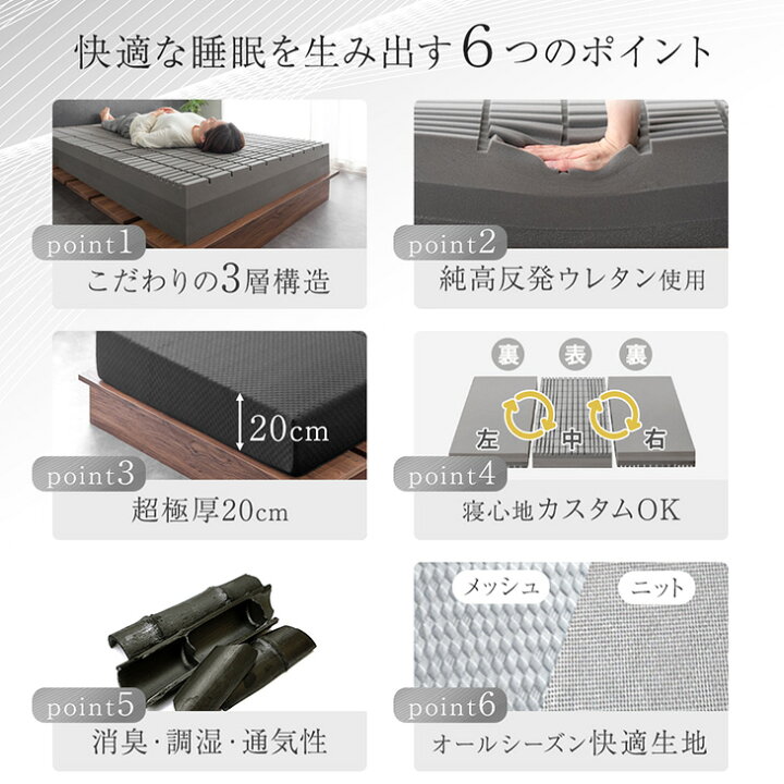 楽天市場】【3層×3ゾーン】寝心地カスタム 極厚 20cm プレミアム 純高 